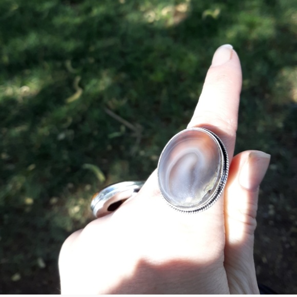 New Banded Agate Eye 925 Silver Ring. - Picture 4 of 8